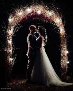 Night Wedding Ceremony Aisles And Backdrops With Lights Hi Miss Puff