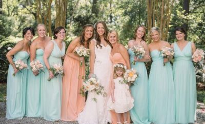 soft peach bridesmaid dresses