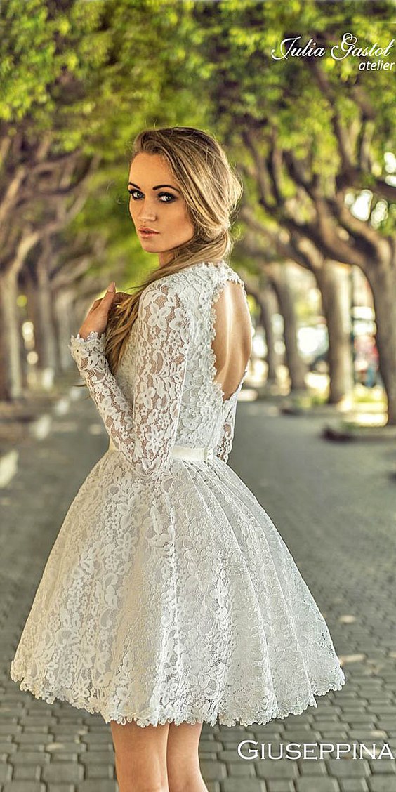 Short Long Sleeves Wedding Dresses Via Julia Gastol Hi Miss Puff