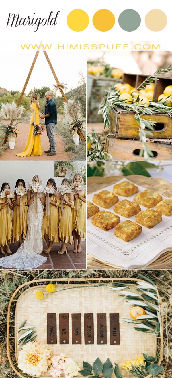Top 12 Golden Marigold Wedding Color Palettes – Hi Miss Puff