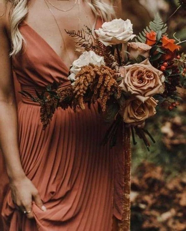 Top 20 Rust Sunset Dusty Orange Wedding Bouquets for Fall ...