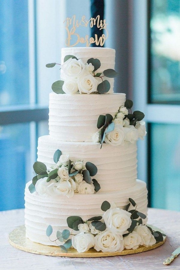 20 Neutral Greenery Buttercream Wedding Cake Ideas 2024   Budget Friendly Elegant Simple Wedding Cakes 18 