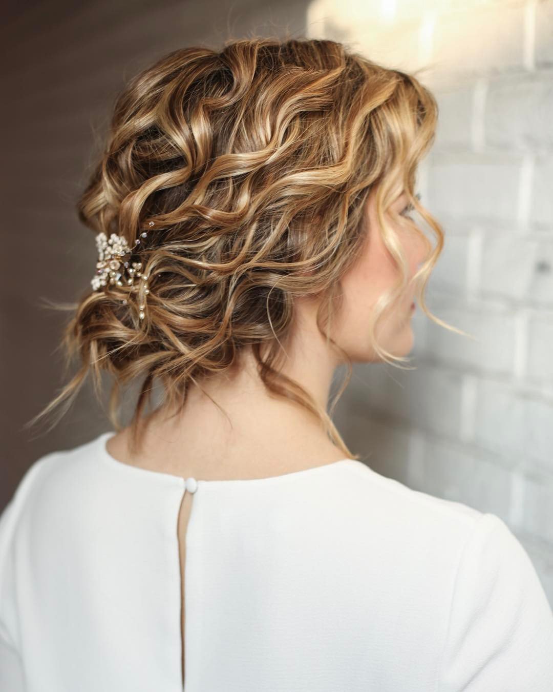 Wedding Hairstyles For Short Hair Textured Curly Low Updo Hi Miss Puff 0772